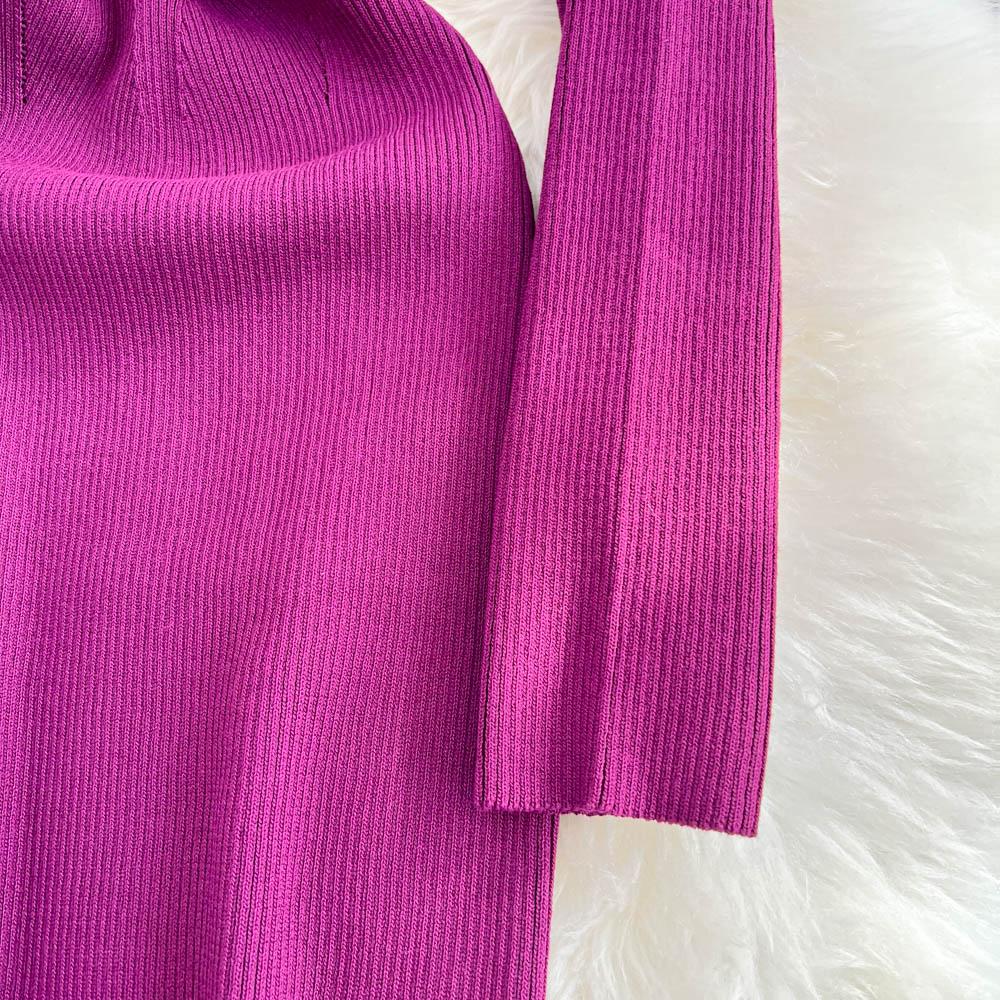 Elegantní kamínkové Tenký čtvercový výstřih bez zad Pletené tužkové šaty High Street Vintage večerní korejské sexy ženy podzimní zimní oblečení