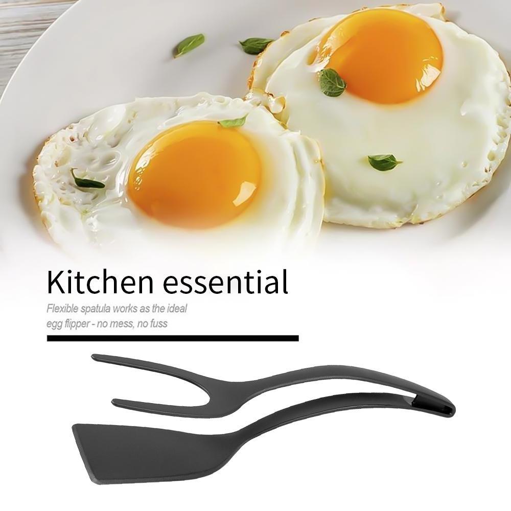 Pinza multifunzionale per spatola in silicone 2 in 1, pinza per vibrazione, resistente al calore, cucina di casa, cottura, bistecca, pancake, uovo, spatola clip