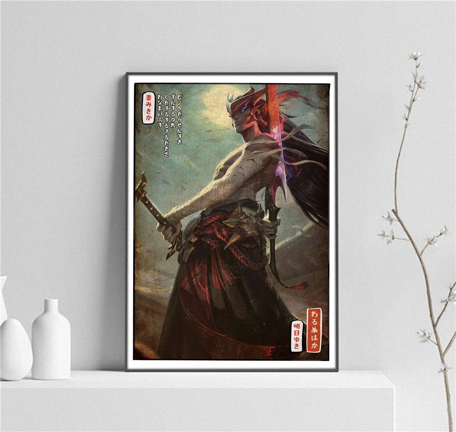 League of Legends Poster Aesthetic Vintage Gaming Wall Art Neon City Kda Sexy Akali Jinx Yasuo Anime Gamer Lover GIft Room Decor