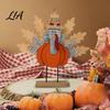 Thanksgiving Gift Souvenirs Turkey Decoration, Wooden Standing Ornament, Autumn Tabletop Rustic Pumpkin Crafts Centerpiece for Fall Harvest