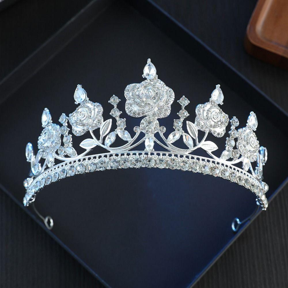 Elegant Baroque Crystal Crown Sparkling Rhinestone Tiara  Gorgeous Accessories