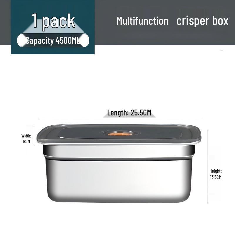 304 Stainless Steel Fresh-Keeping & Storage Box for Refrigerator, Ingredients, Picnic, and Lunch.