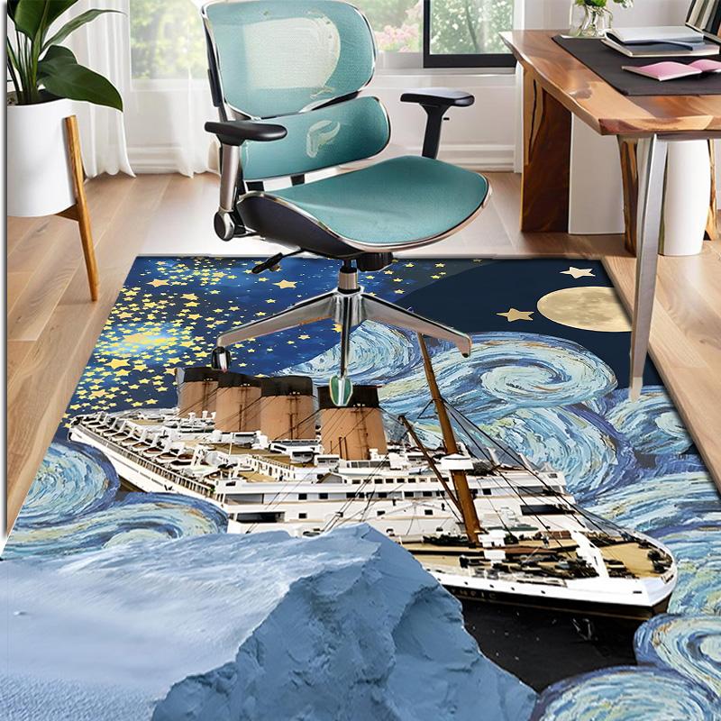 RMS Titanic Pattern Rug, Indoor/Outdoor Mat, for Picnic, Gameroom, Bedroom, Office, Living Room, Home Decor Carpet, Birthday Gift