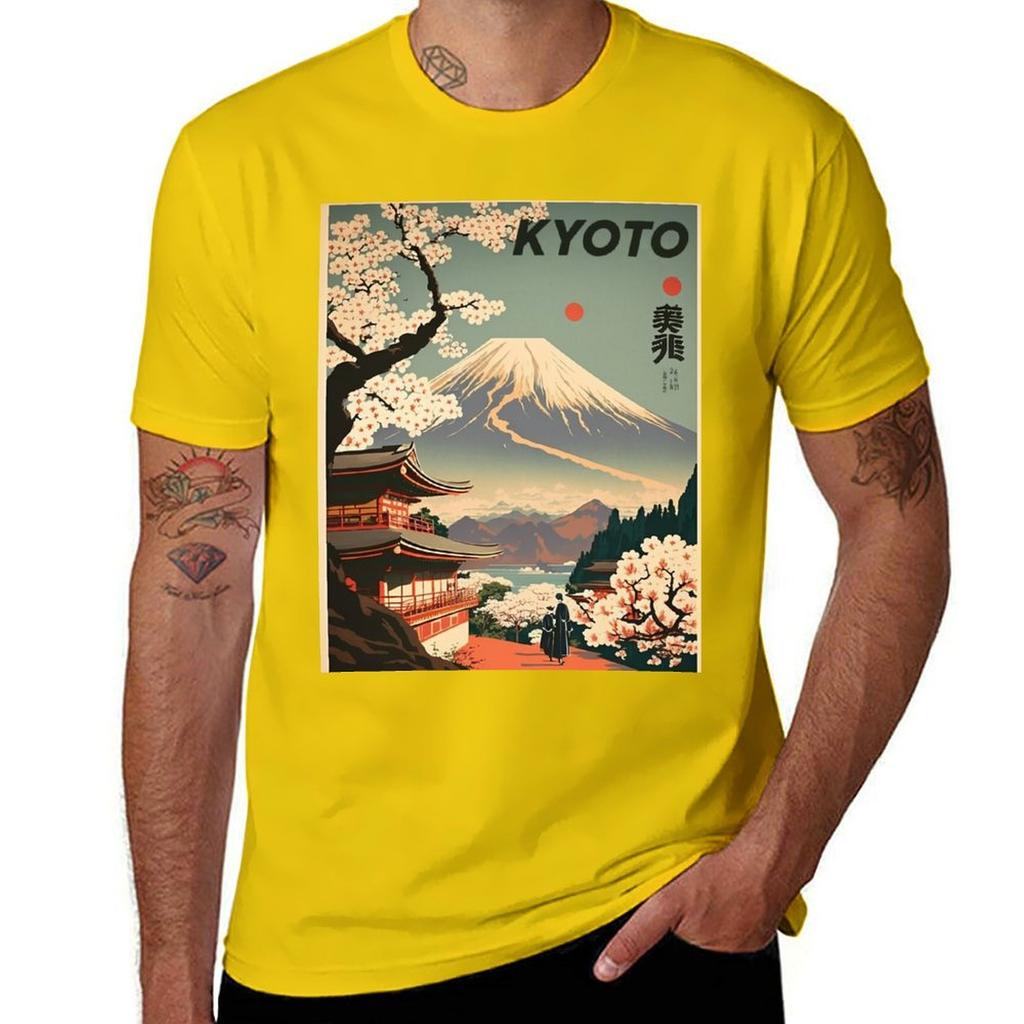 Kyoto Japan Vintage Travel Art Poster TShirt tops custom t shirt boys whites funny costumes mens plain t shirts