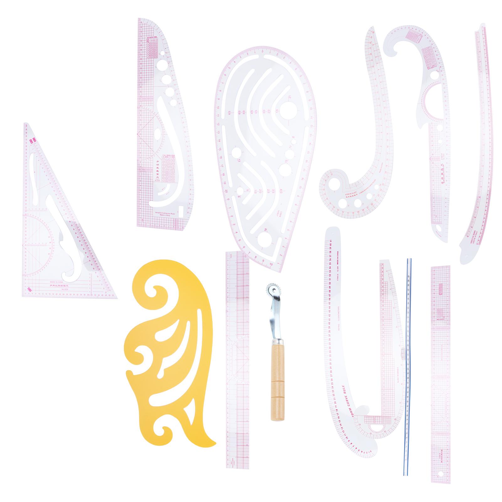 

12 шт. линеек с роликом для одежды, набор линеек для измерения, многофункциональный узор, кривая для рукава