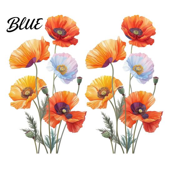 Waterproof Floral Window Clings 2Pcs Watercolor Flower Wall Stickers PVC Decals Peel And Stick DIY Murals for Home Art Decor Removable Orange Vinyl