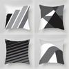 Black White Gray Geometric Series Printed Pattern Square Cushion Cover for Home Living Room Sofa Office Decoration Pillowcase