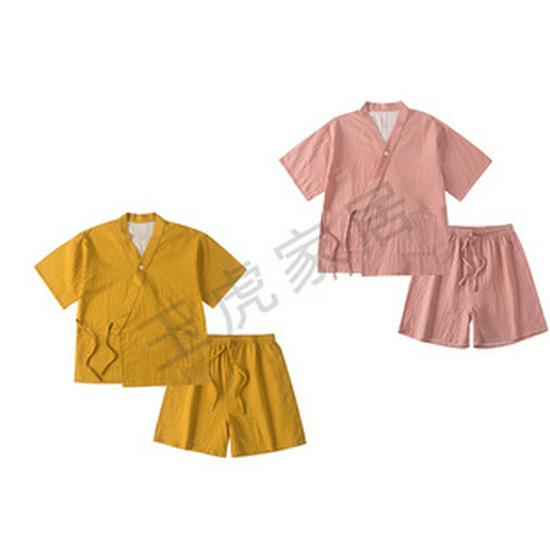 Set Pigiama in Cotone Stile Giapponese: Manica Lunga per Uomo e Donna, Pantaloni in Garza a Doppio Strato, Ideali per Coppie in Autunno.