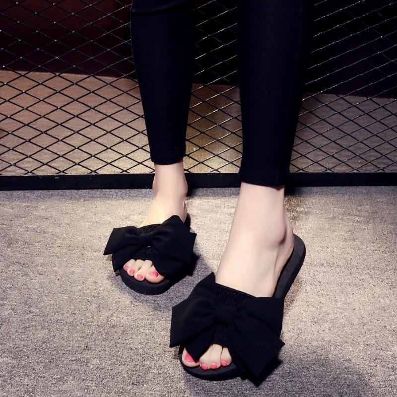 

Туфли-бантики Женская мода Лето Высокие каблуки Толстая подошва Противоскользящий Наклонный каблук Уличные Пляжные Прохладные Тапочки Сандалии Женские 41