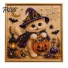 Creative Gifts for Cat Lovers Halloween Witch Hat DIY 3D Pearl Painting Kit with Frame, Hand-Pasted Art Craft Adults, Relaxing Handcrafted Living Room