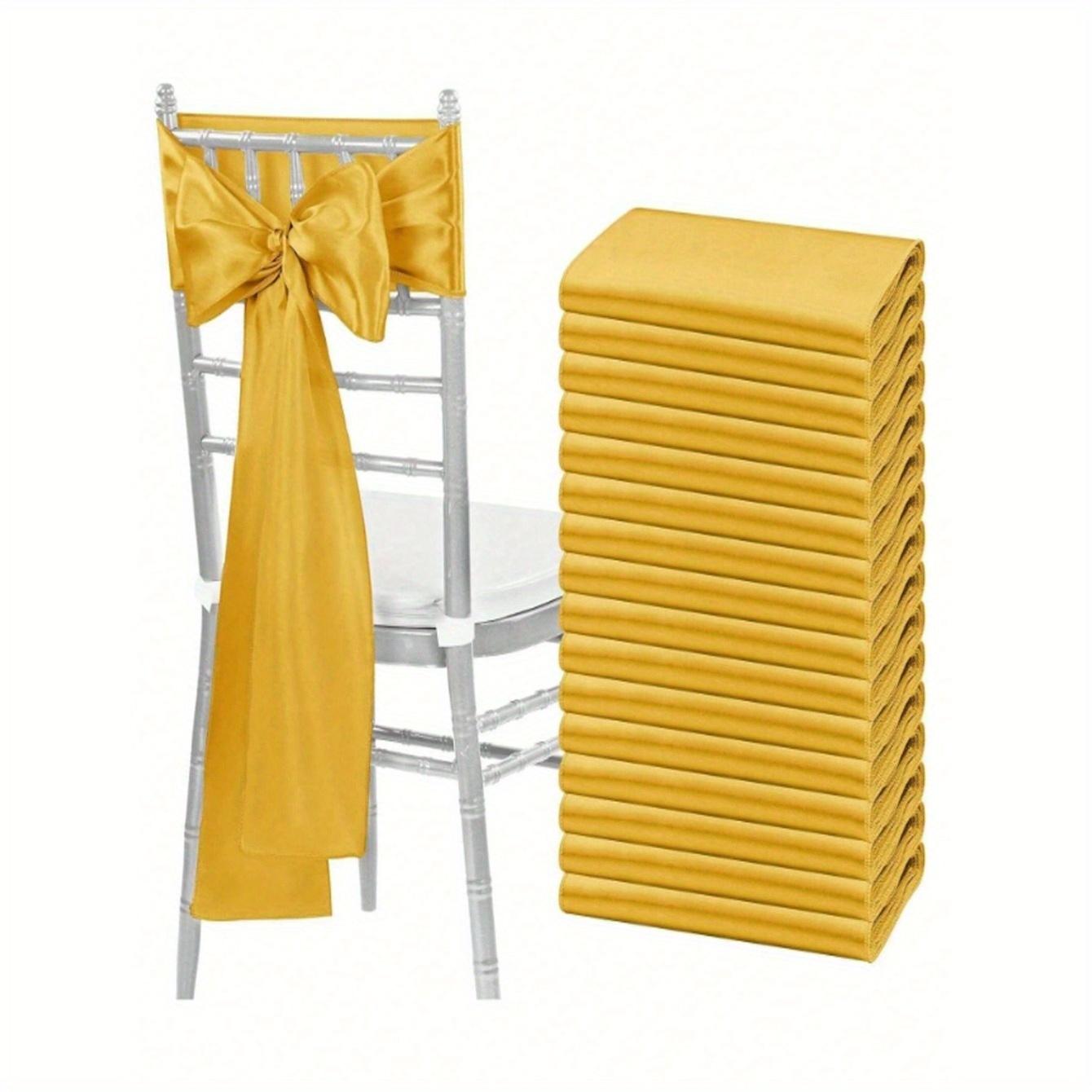 

Розовые атласные банты на стулья, свадебные ленты для стульев, шелковые завязки для стульев, для приема, ресторана, мероприятия, банкета, вечеринки, украшения для отеля one-size золотой