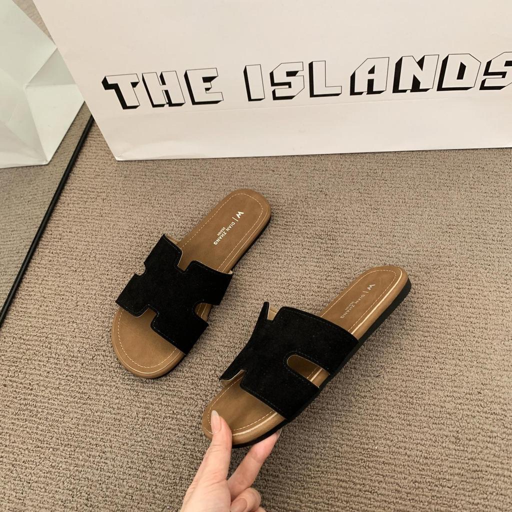 French Retro Birkenstock Slippers Wear Summer New Beautiful Temperament Flat Bottom Cool Slippers