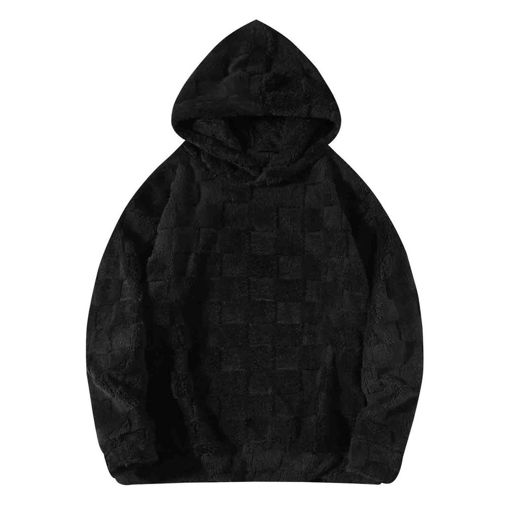 Plaid Loose Winter Plush Hoodie Casual Plus-size Coat For Men