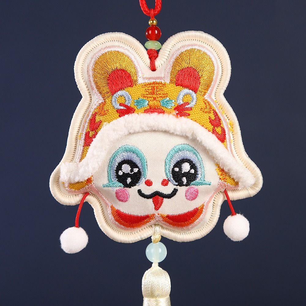 Traditional Hanging Neck Fragrant Bag Embroidery Dancing Lion Pendant  Spring Festival