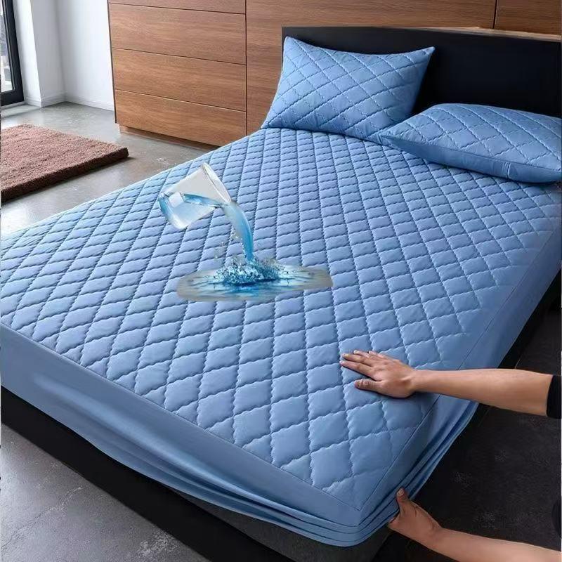 Waterproof Quilted Solid Color Bed Cover, Skin-friendly Mattress Protector, Single Piece