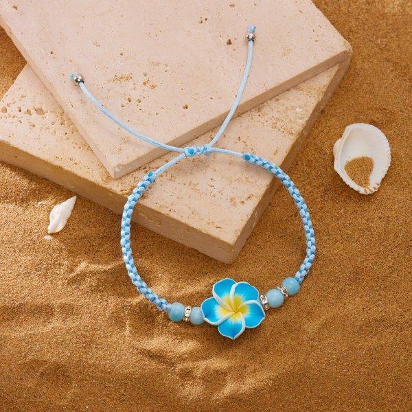 Handmade Bohemian Polymer Clay Y2K Sweet Colorful Egg Flower Braid Chain Bracelets for Women Jewelry Gift