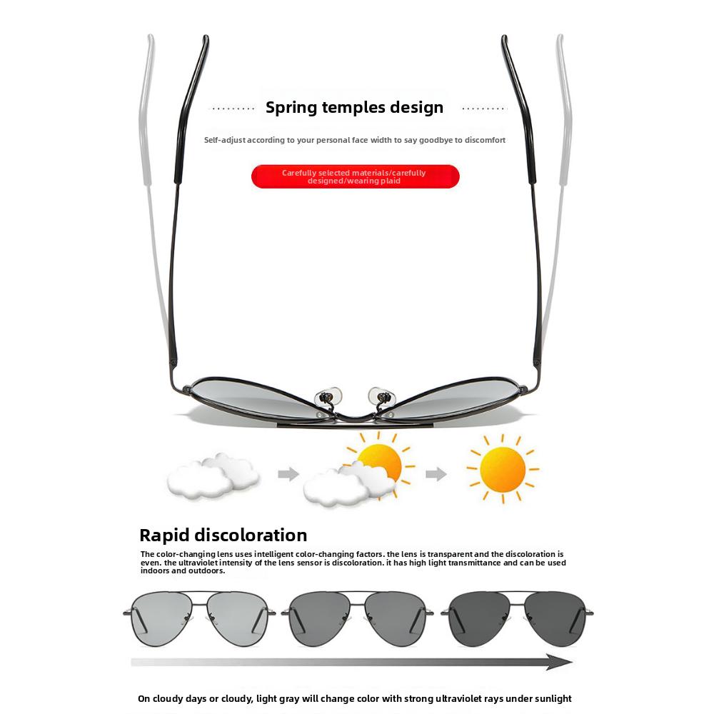 Herren Sonnenbrille mit großem Rahmen, gefederte polarisierte Fahrbrille, Outdoor-Angel-Sonnenbrille, Krötenbrille A103