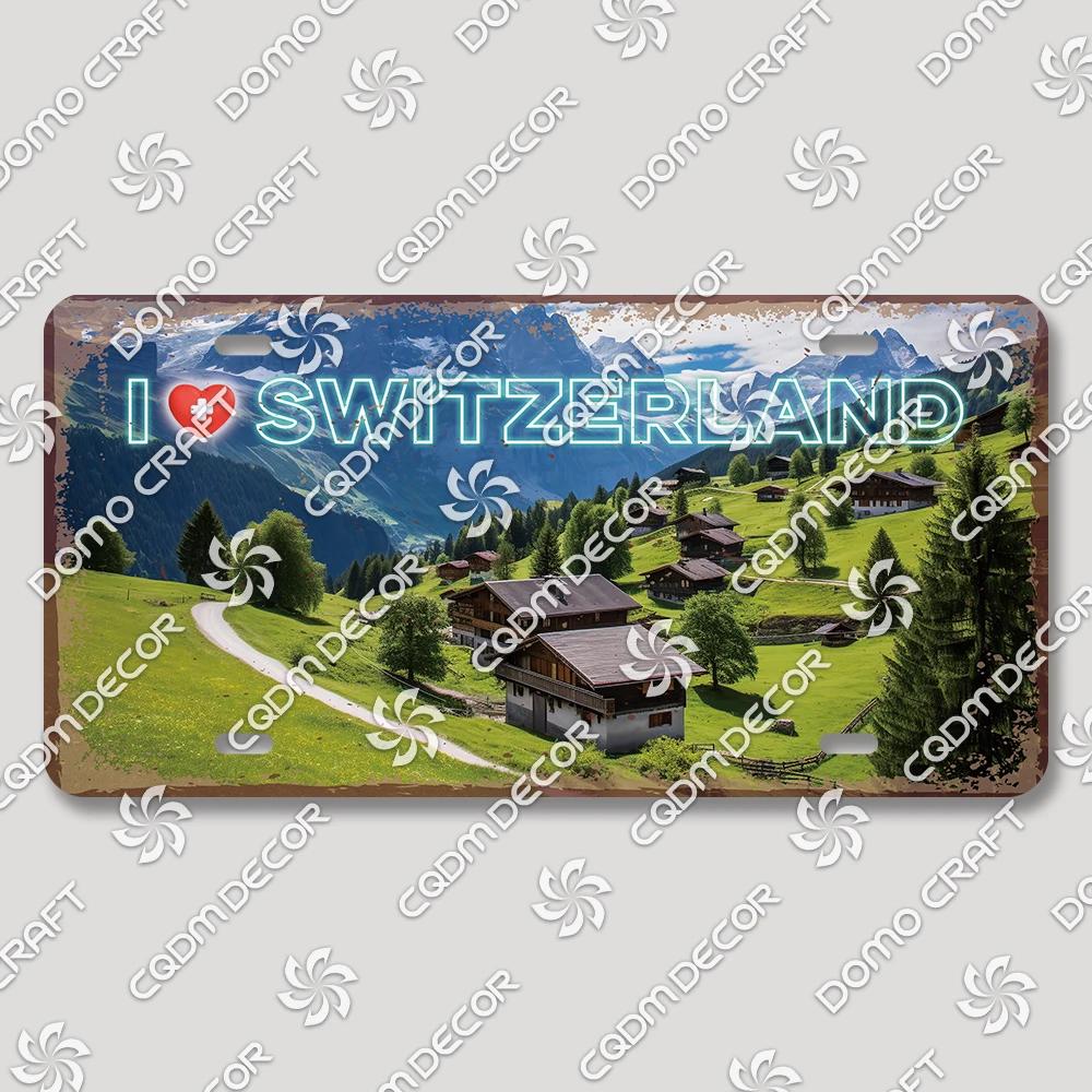 I Love Switzerland Poster License Plates Retro Alps Geneva Zurich Scenery Metal Tin Sign Cafe Living Room Home Wall Decor
