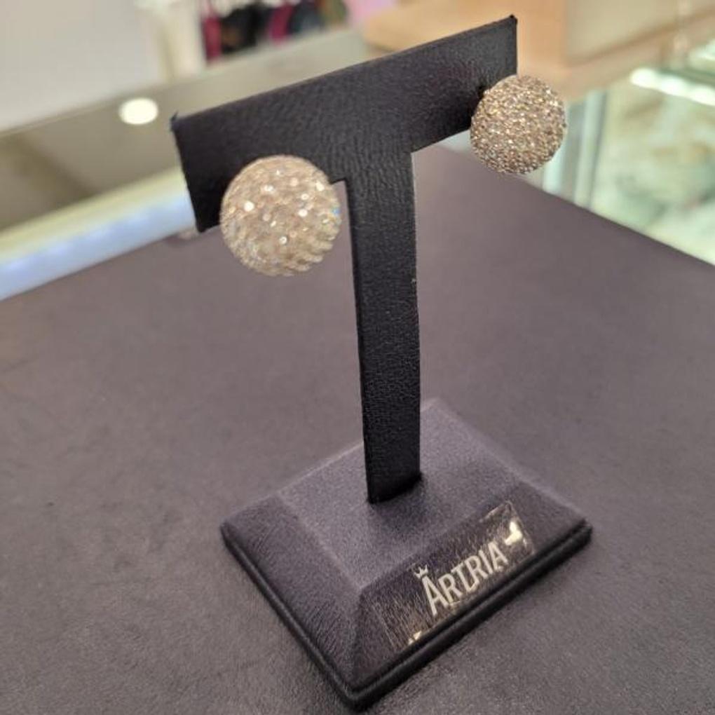 ARTRIA Cubic Ball Post-E Silver Needle Earrings CHAERET0022WHF