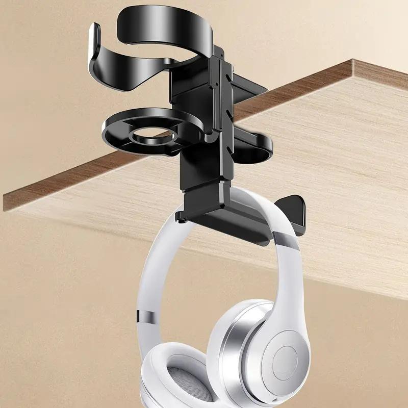 Desktop 360-Degree Rotation Earphone Holder Clip With Cup Bottle Holder Gaming Computer Pc Headphone Headset Storage Rack