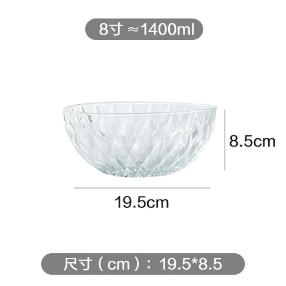 Transparent Glass Bowl Household Japanese-style Fruit and Vegetable Salad Bowl Plate Dormitory Resistant To Cold and Heat Bowl