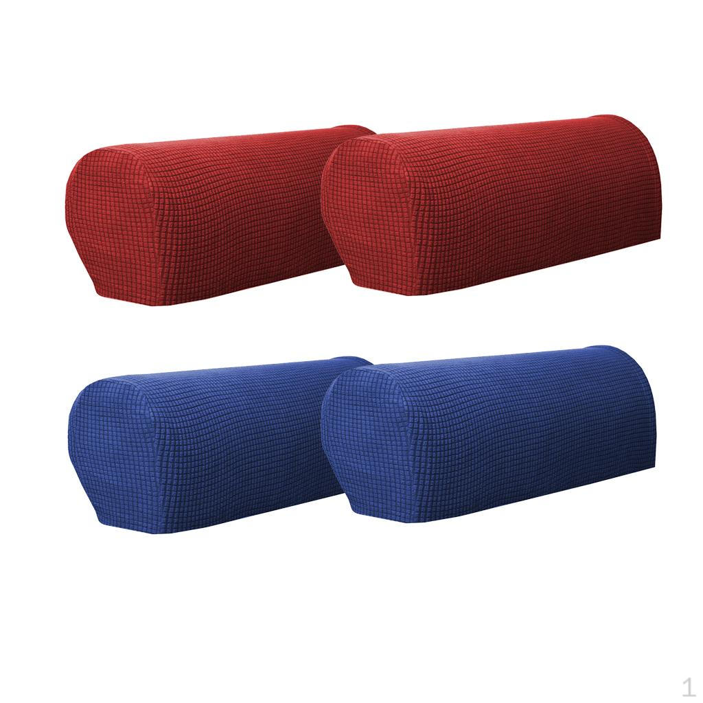 

2 Pair(Red &Blue) Pixel Anti-slip Elastic Sofa Armrest Covers Armchair Slipcovers Protector