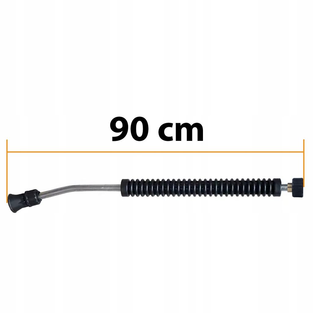 Rosfix Lanca Zagięta 90CM 15° M22x1.5 – Do Myjek Karcher HD/HDS | Dysza Płasko-Strumieniowa | Gumowany Uchwyty | Stal Nierdzewna