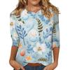 Damen Osterhasen T-Shirt Mode Langarm Rundhals Normales Oberteil Feiertagswochenende Print Floral Rot Frühling Herbst Outfit