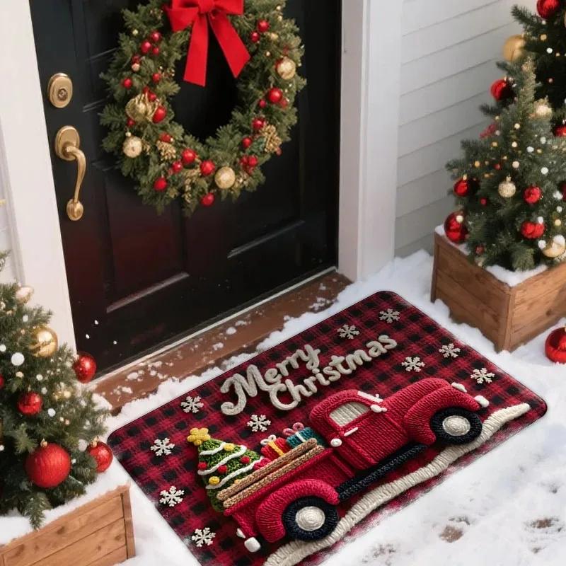 VIKAMA Christmas Welcome Doormat Santa Claus Indoor/Outdoor Area Rug Kitchen & Bedroom Mat 2026 Merry Christmas Home Decor