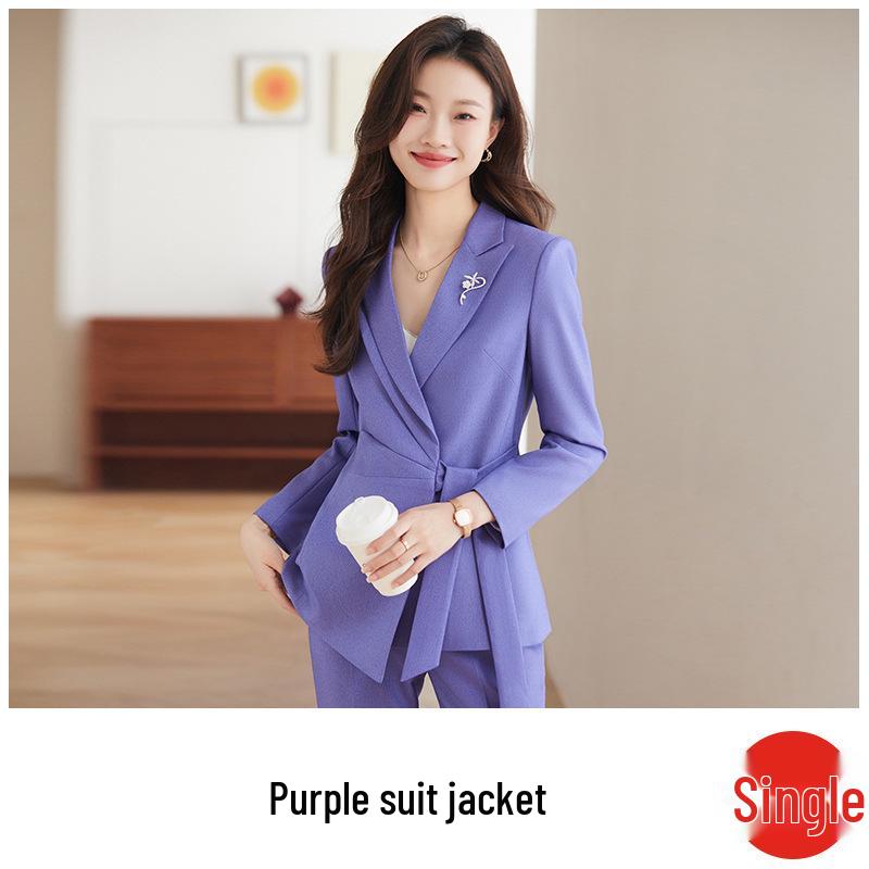 2026 Women's Petite Spring Suit Set: Purple Pink Casual Blazer & Workwear