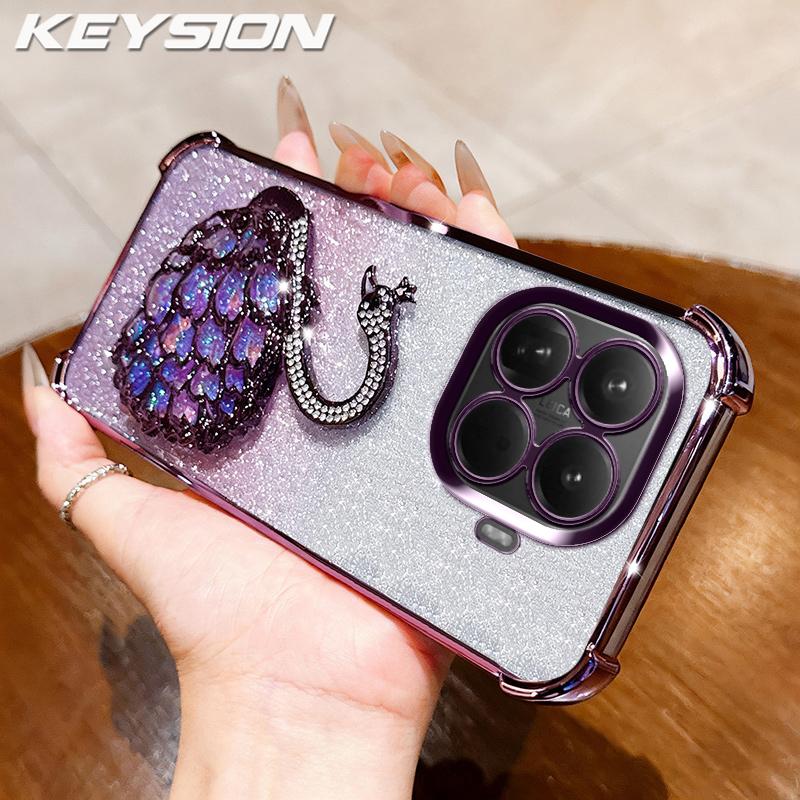 

KEYSION Протиударний чохол з покриттям для телефону Xiaomi 15T Pro 5G Прозорий ТПУ Блискучий Інкрустований Лебедь Підставка Задня кришка для Xiaomi 15T for Xiaomi 15T Pro