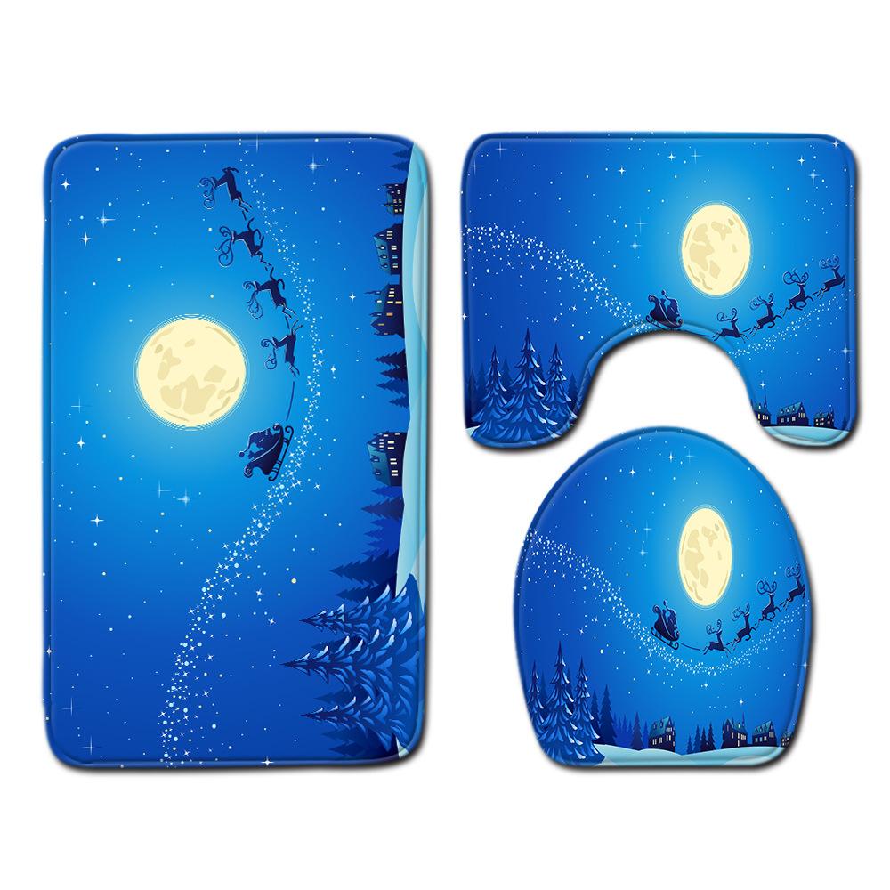Christmas Bathroom Floor Mat Toilet Three-Piece Set