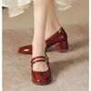Spring Thick Heel Women Mary Jane Shoes Shallow Ladies Casual Butterfly-knot Shoes Eelgant Dress Leather Shoes