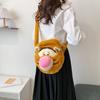 Loopy Hello Kitty Stitch Cartoon Plush Soft Round Bag With Zipper Closure For Daily Use