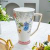 BRPeony Kwiat Ceramiczny Kubek Spodek Retro Popołudniowa Herbata Filiżanka do Kawy Zestawy Spodków Zestaw Kubków dla Pary Domowe Kreatywne Naczynia do Picia Kubki Domowy PrezentEY