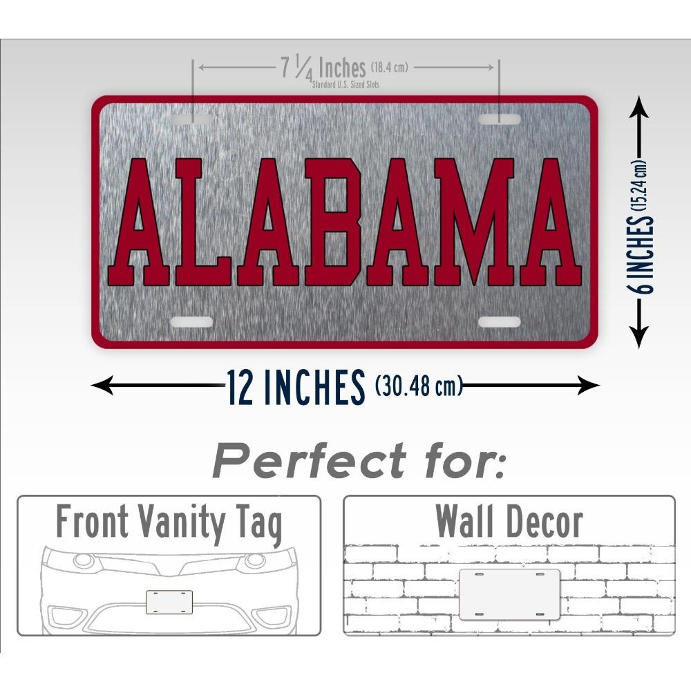 1pc Customizable Alabama Crimson Tide License Plate BAMA NCAA College Roll Tide AL State Auto Tag for Fans Decorative Only
