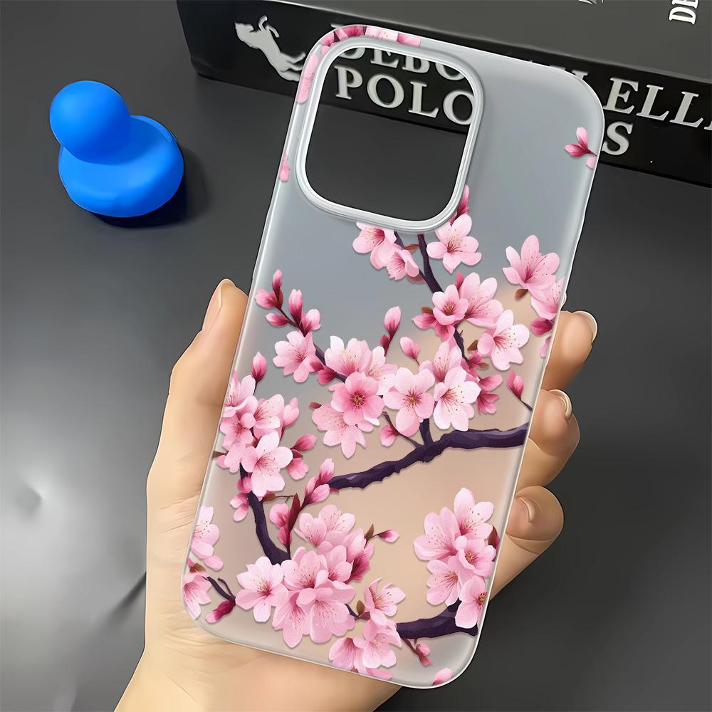 Cherry Blossoms Full Of Branches Camera Silicone Case For Iphone 17 16 Plus 15 14 13 12 11 Pro Max Full Edge Shockproof Cover