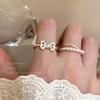 Cat's Eye Stone Bow Opening Pearl Ring - Women's Summer Luxury High-End Sexy Ring for Index Finger - Sweet Finger Ring