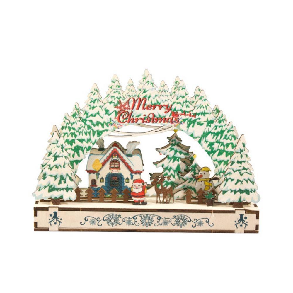 Handmade Christmas Wooden Ornament Xmas Tree Christmas DIY Assemble Xmas Village House  Christmas