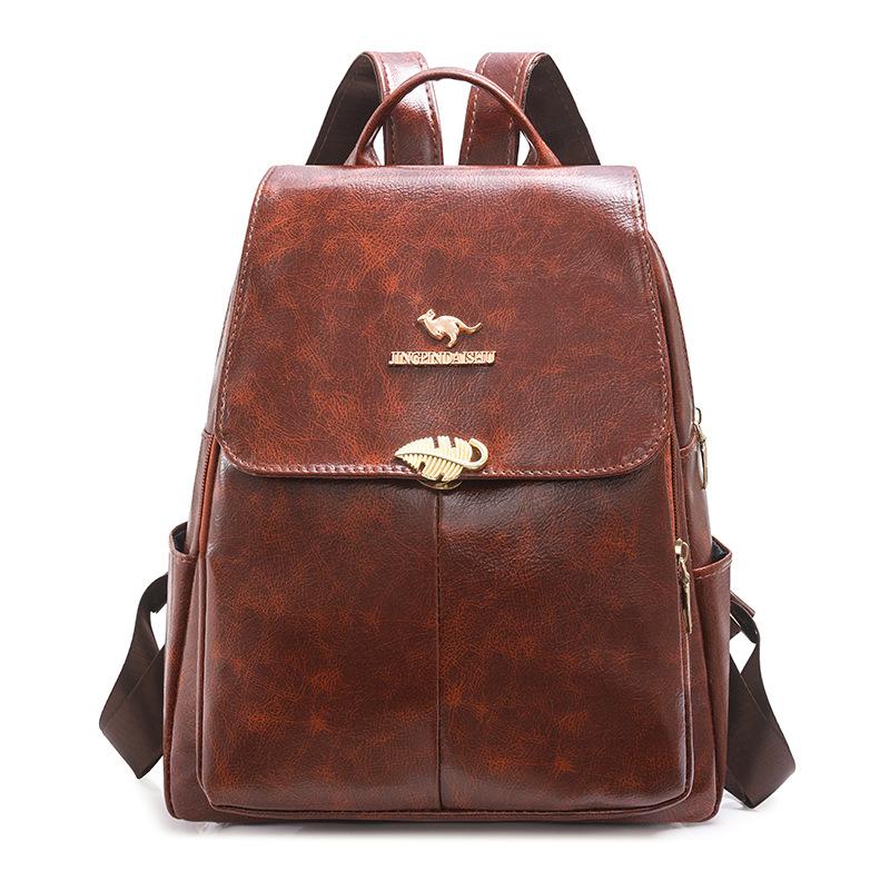 Multi-Purpose Backpack Retro Commuter Women's Large Capacity Solid Color Travel Backpack