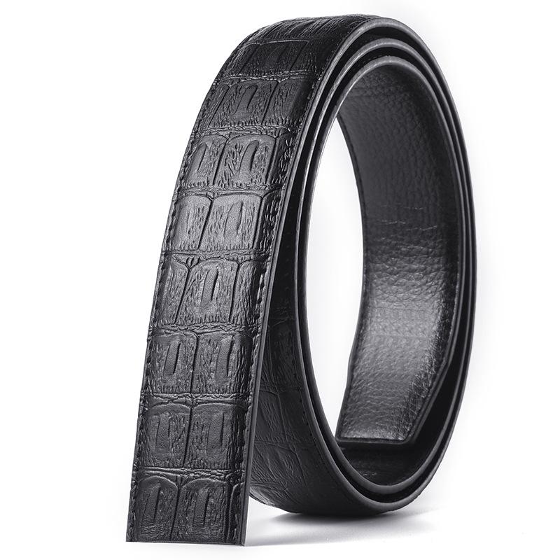 Headless Men's 3.5cm Leather Belt Strap with Automatic Buckle-Free Design