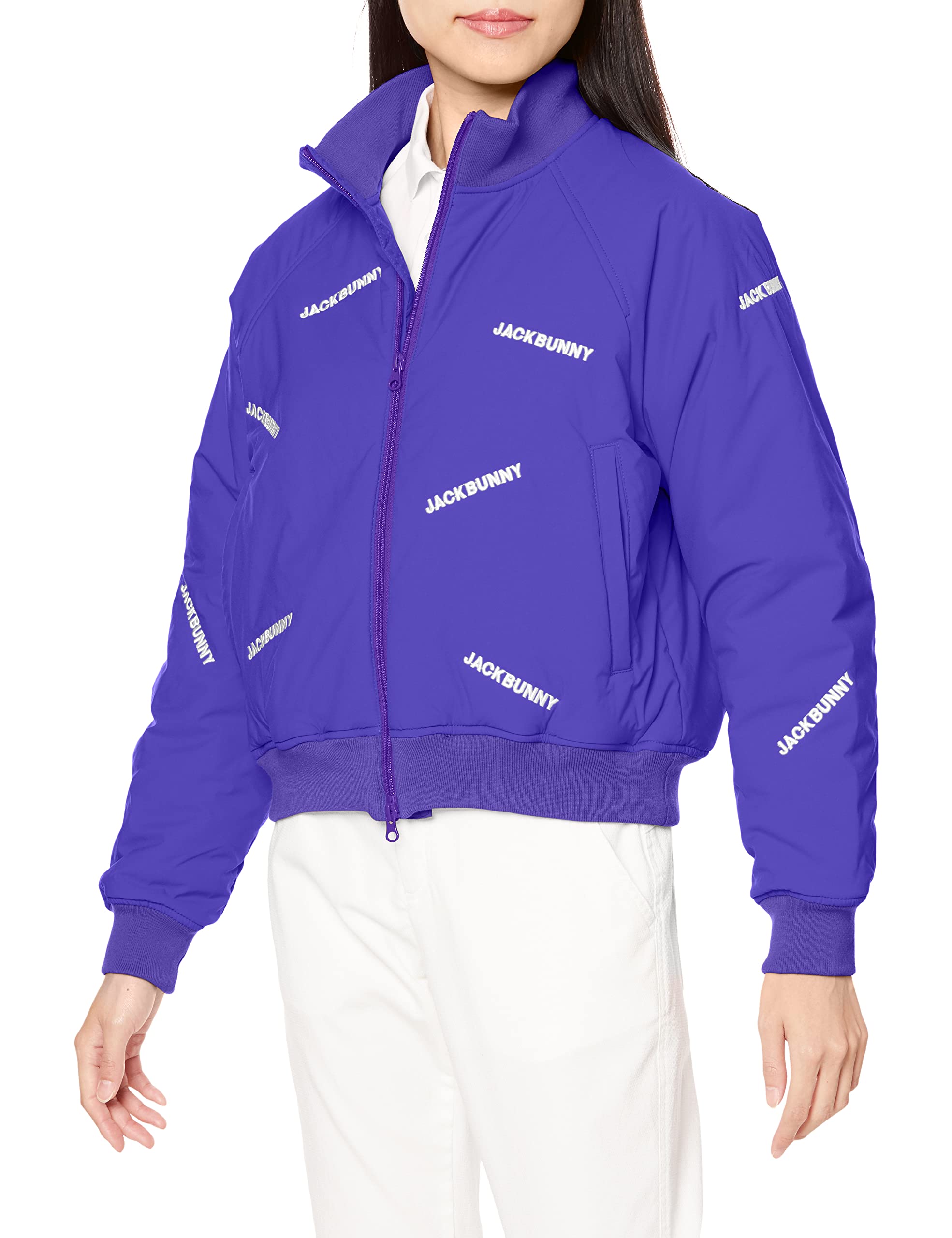 

Filled Full Zip Blouson Pattern Golf Outerwear 0 [Jack Bunny] Women s (Stretch/Allover Logo) / / 263-2220008 080_Purple [S]