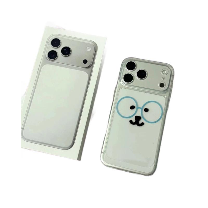 Cartoon Self-Deprecating Bear Phone Case for Apple 12-17 ProMax, Soft Transparent Shell