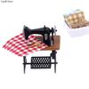 1Set 1:12 Dollhouse Miniature Sewing Machine Scissor Cloth Storage Box Furniture Sewing Scenes Decor Toy Doll House Accessories