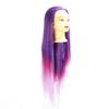 Mannequin Head Purple Pink Gradient Color Hairdresser Head with Hair for Hairdressing Practice