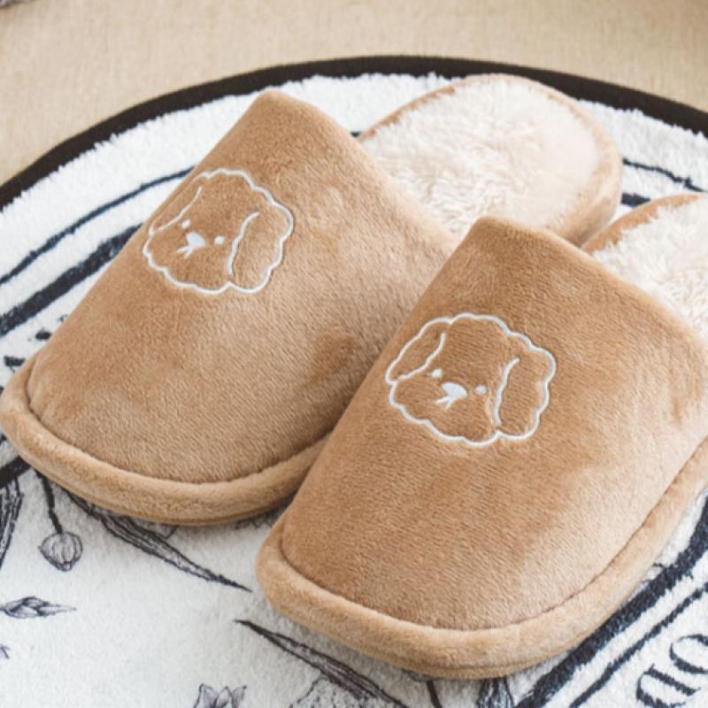 Daiso Embroidered Point Fur Living Room Shoes 230 250 Mm Brown
