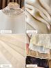 Women's Brushed Lace Base Layer Top: High Neck, Long Sleeve, Ruffled Collar, Slim Fit - Autumn/Winter Arrival