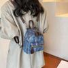 Schulrucksack für den Unterricht, weibliche koreanische Version Instagram Mode Denim Trendiger kleiner Rucksack, Sommer Vielseitige Damen Tasche