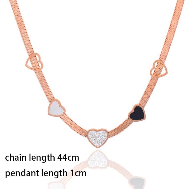 Stainless Steel Black White Hollow CZ Star Rose Gold Silver Color Necklace for Women Jewelry  New Arrival 334 KO2