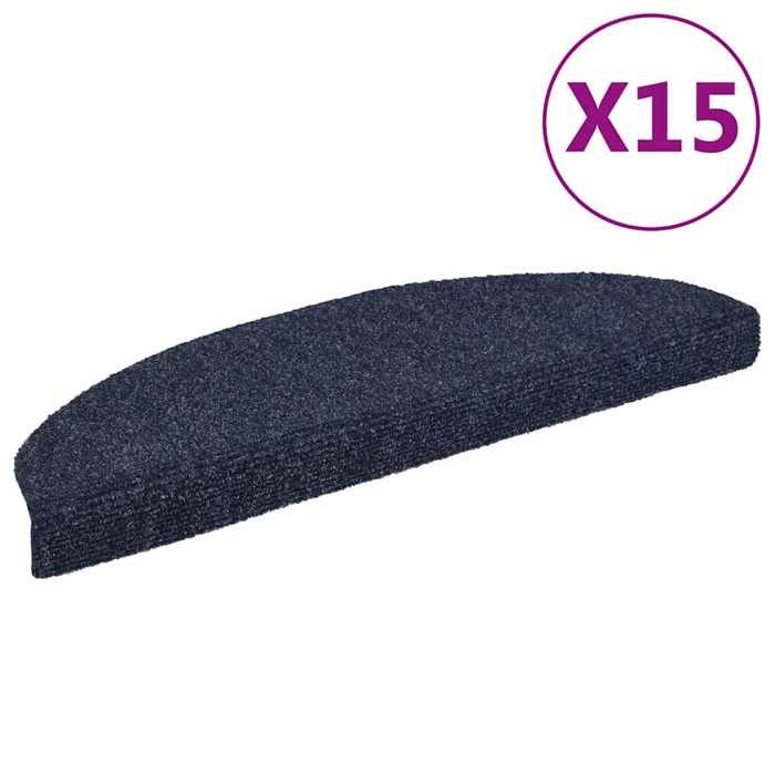 VidaXL Tapis d'escalier autocollants 15 pièces 65 x 21 x 4 cm Bleu Demi-rond Grand 132701